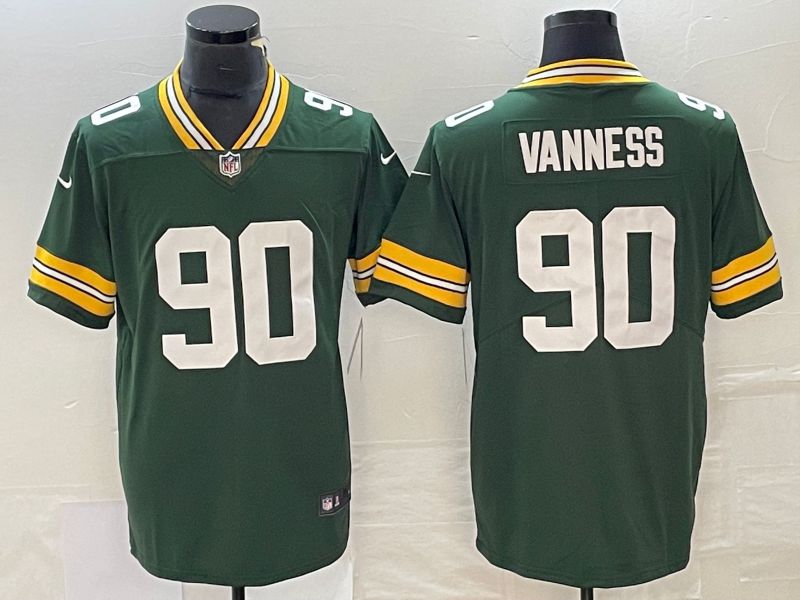 Men Green Bay Packers #90 Vanness Green Nike Vapor Limited NFL Jersey style 1->green bay packers->NFL Jersey